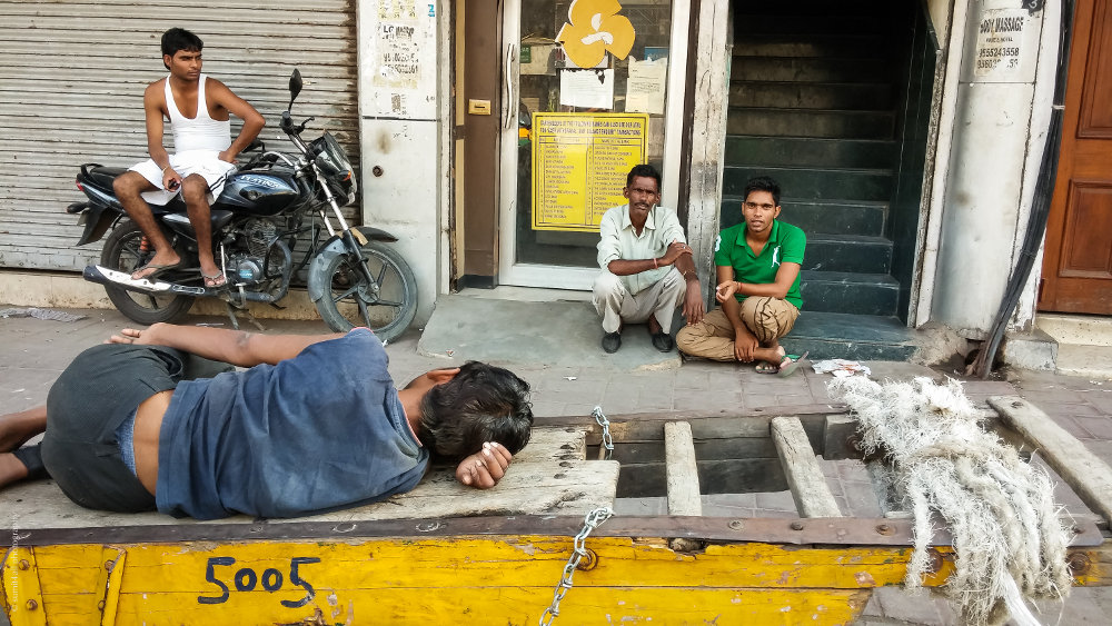 A candid street scene in Paharganj, New Delhi