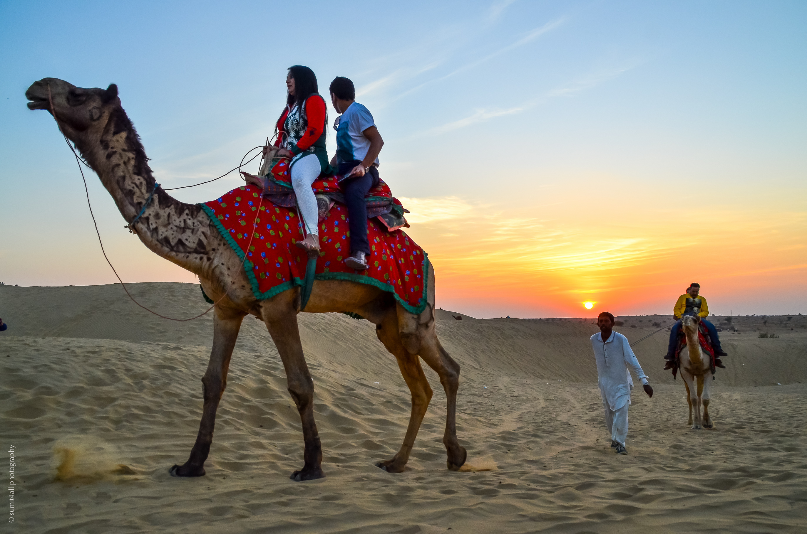 A sunset in the Thar Desert of Rajasthan